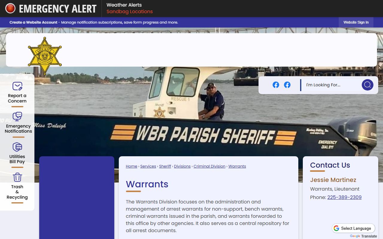 West Baton Rouge Parish court records after arrest warrants division